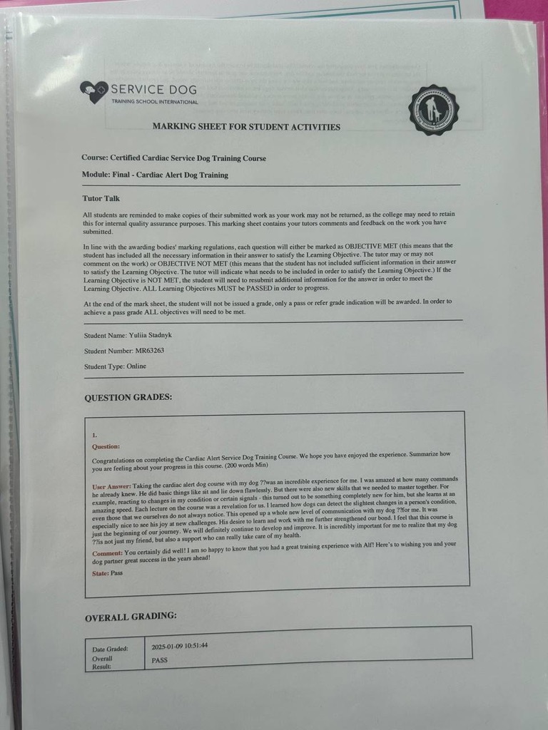 Marking sheet
